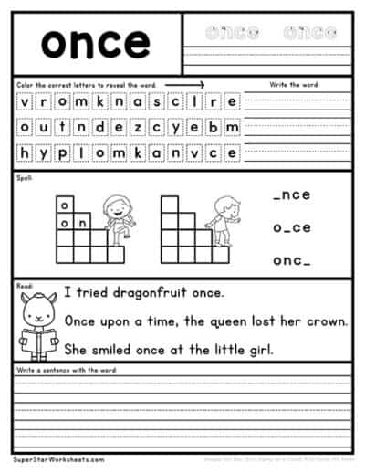 First Grade Sight Word Worksheets Superstar Worksheets