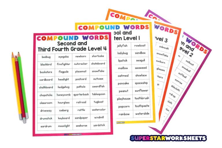 Compound Word Lists Superstar Worksheets