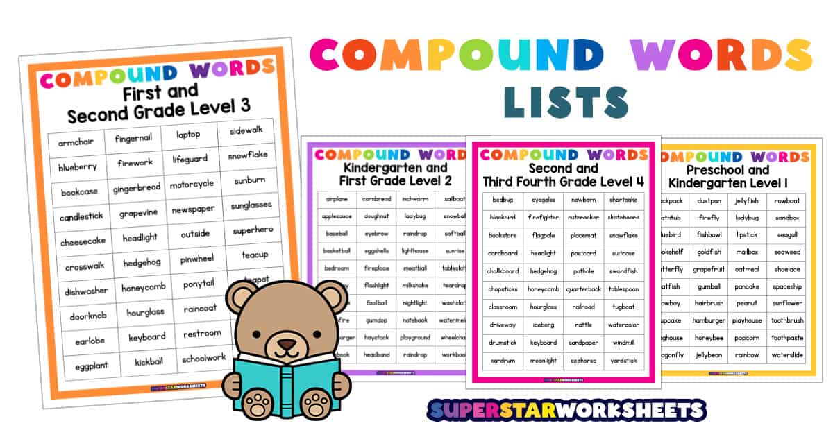 Compound Word Lists Superstar Worksheets