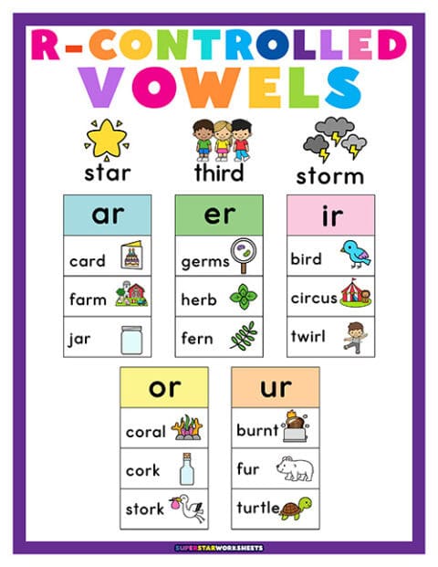 R Controlled Vowels Superstar Worksheets