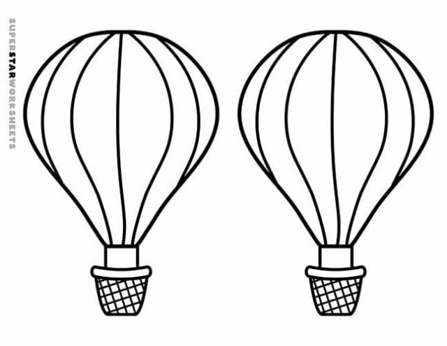 Hot Air Balloon Template Free Printables Superstar Worksheets