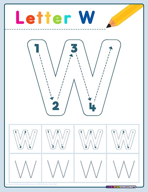 Letter W Tracing Worksheets Superstar Worksheets