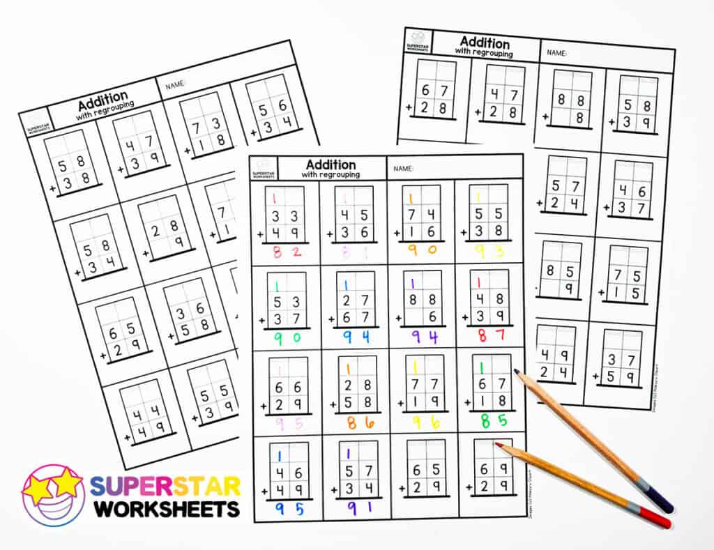 addition-with-regrouping-worksheets-superstar-worksheets