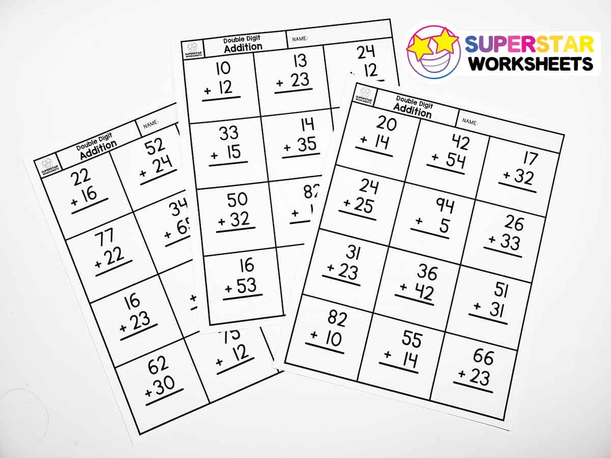 double digit addition without regrouping superstar worksheets