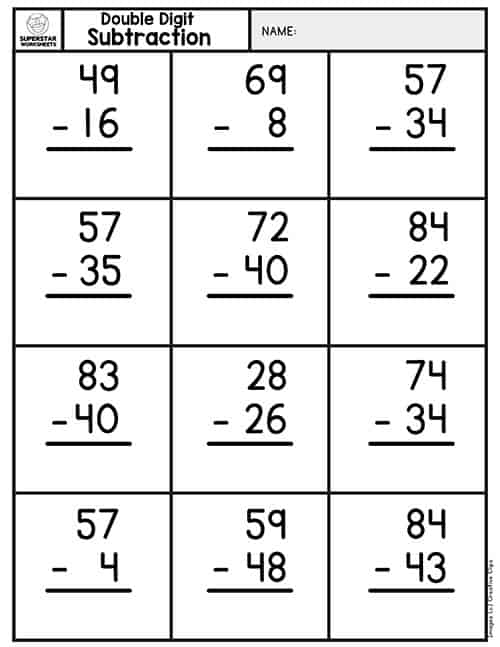 2nd grade math worksheets 3 digit subtraction with regrouping printable