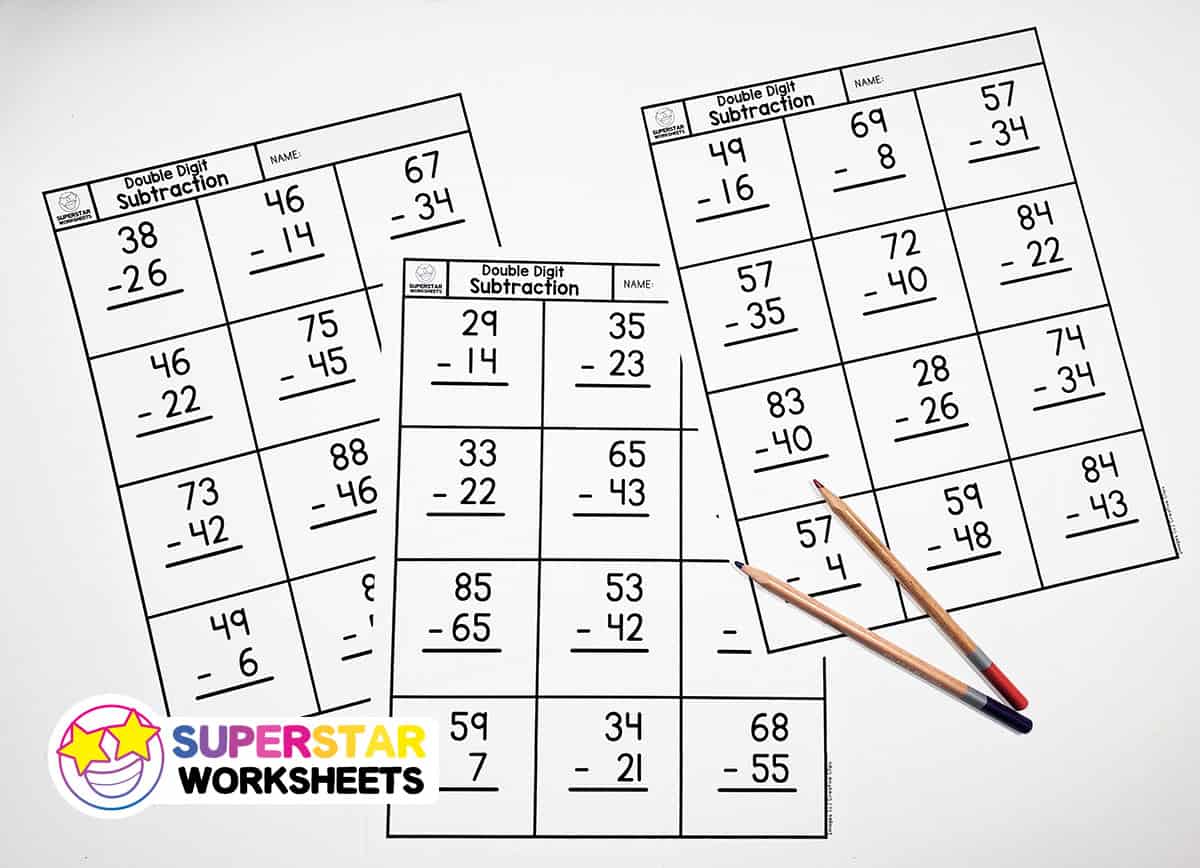 Double Digit Subtraction Without Regrouping Printable 2 Digit