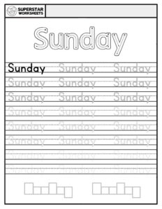 days of the week handwriting worksheets superstar worksheets