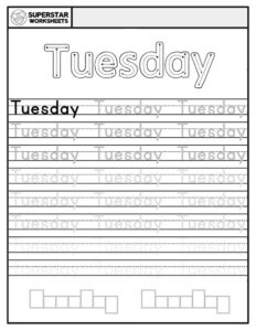 Days of the Week Handwriting Worksheets - Superstar Worksheets