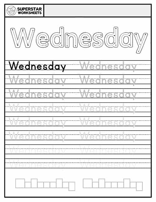 Days Of The Week Handwriting Worksheets Superstar Worksheets