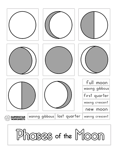 Phases of the Moon Worksheets Superstar Worksheets