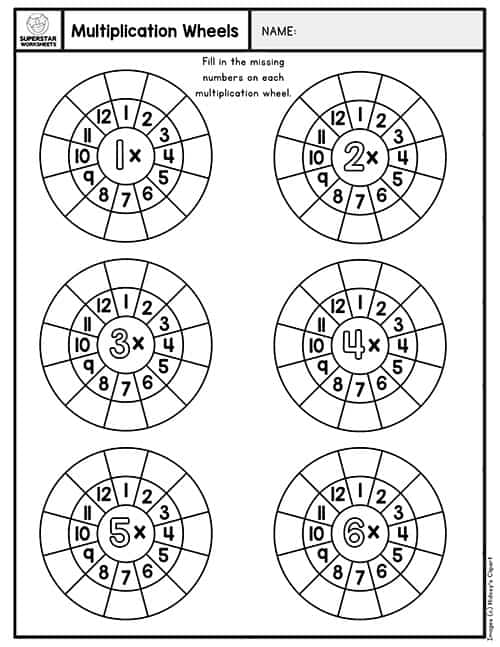 Multiplication Wheels Superstar Worksheets