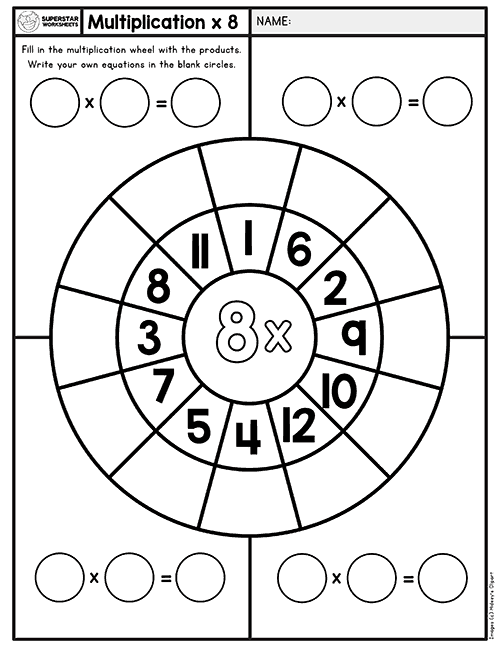 Multiplication Wheels Superstar Worksheets