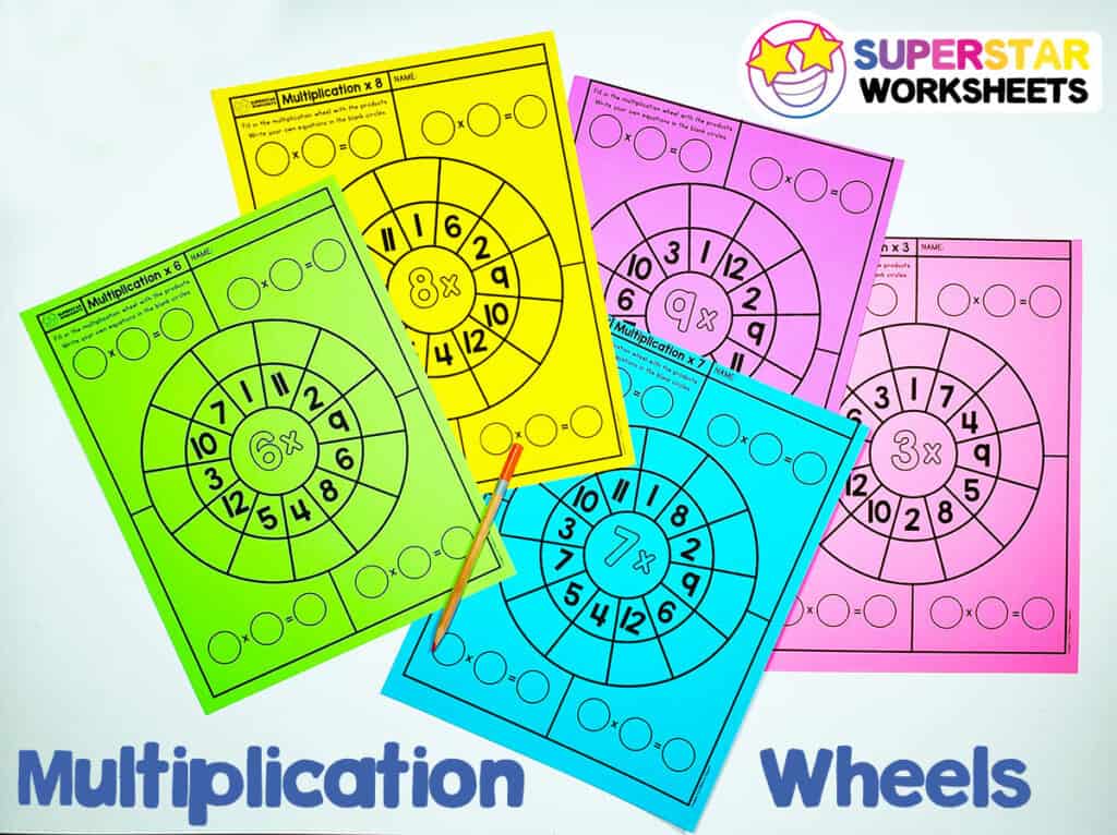 multiplication wheels superstar worksheets