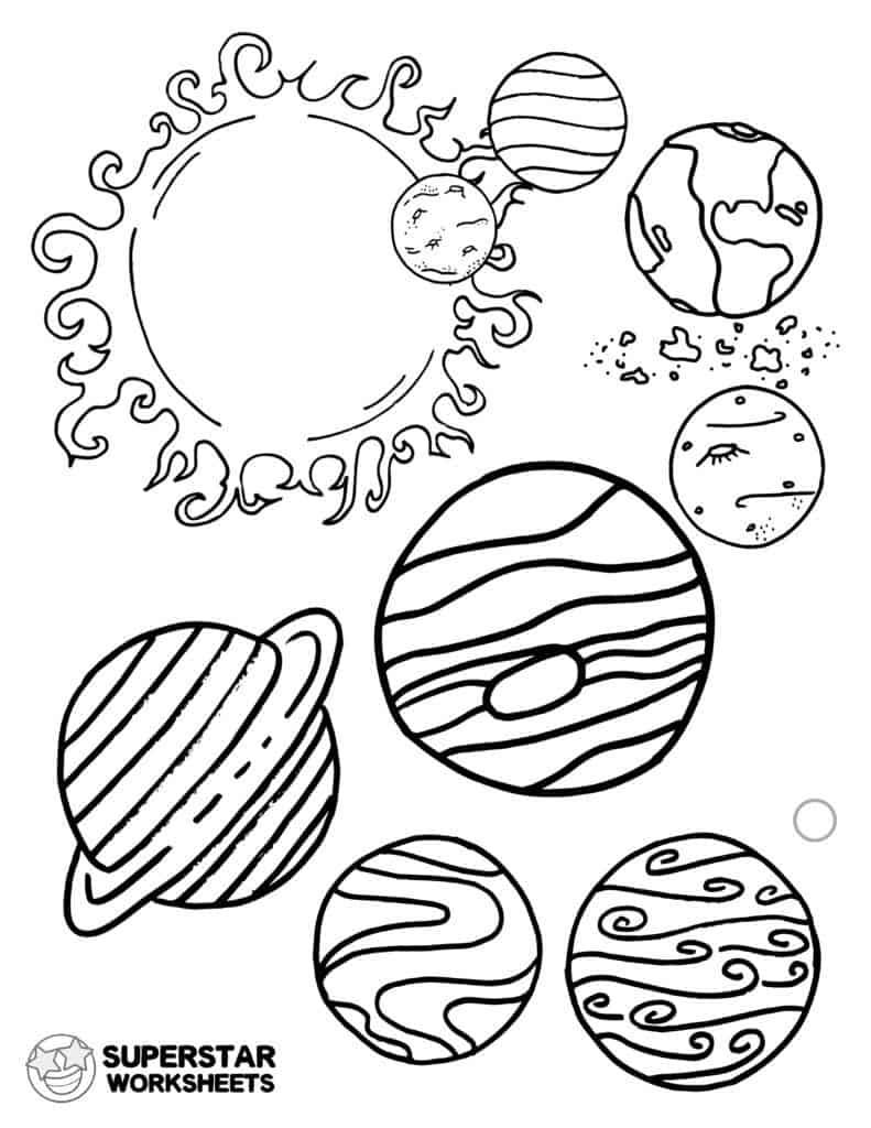 solar system drawing worksheets