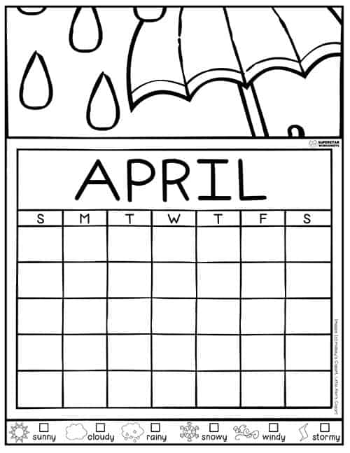 Weather Journal Calendar - Superstar Worksheets