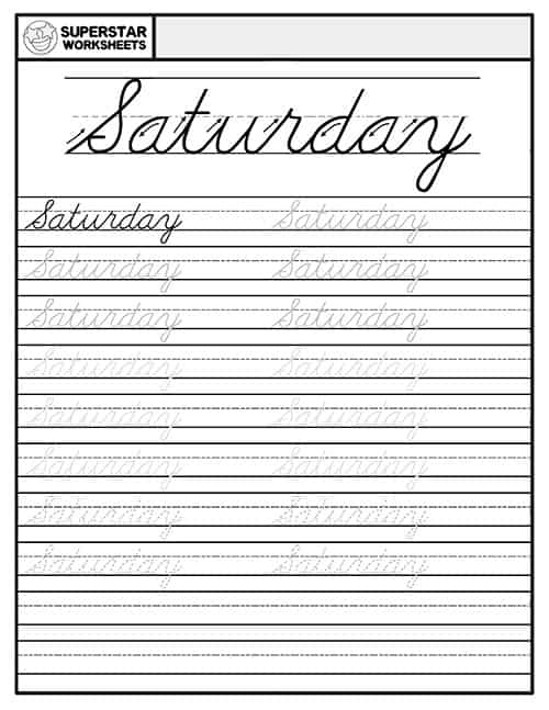Days Of The Week Handwriting Practice Sheets (Teacher-Made)