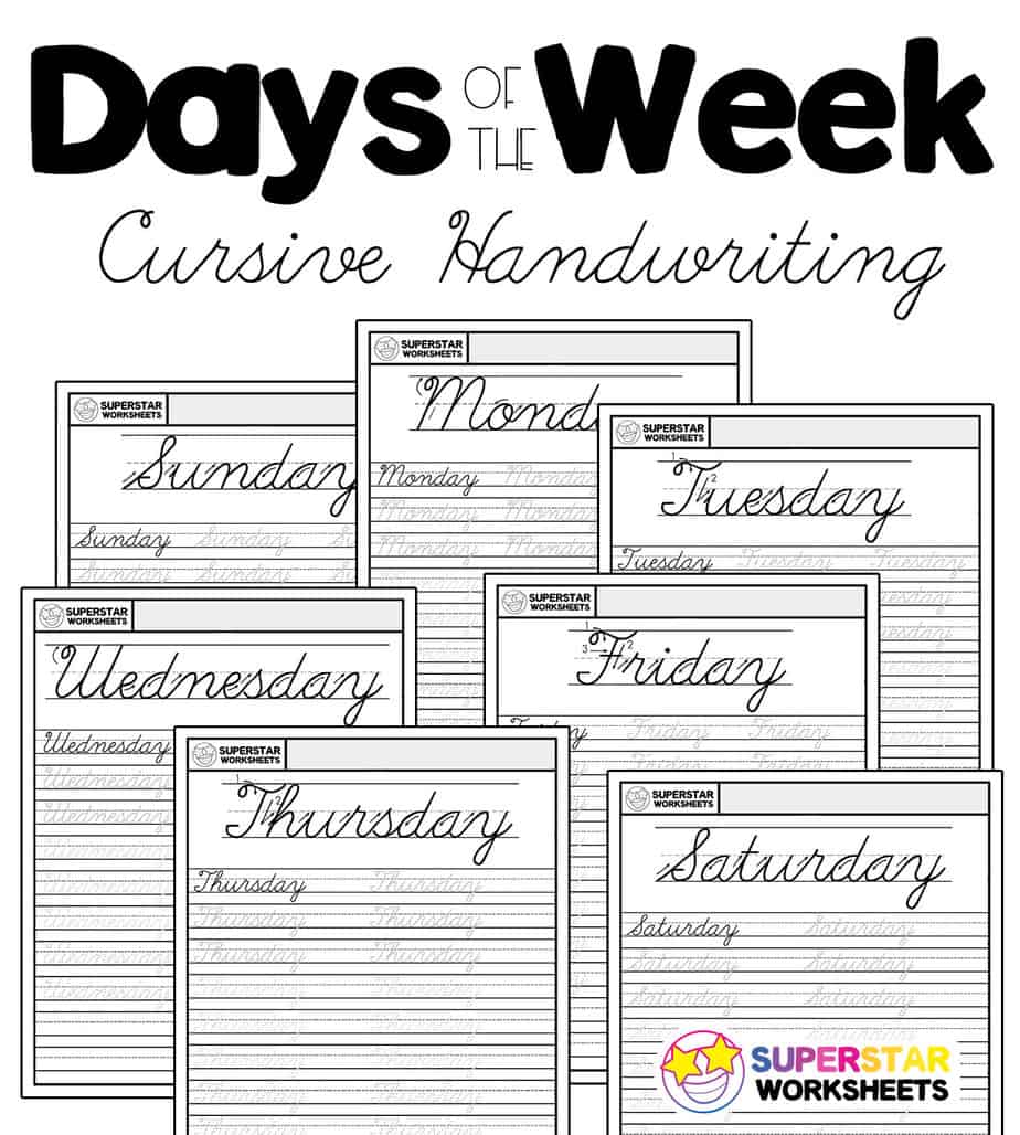 days of the week cursive worksheets superstar worksheets