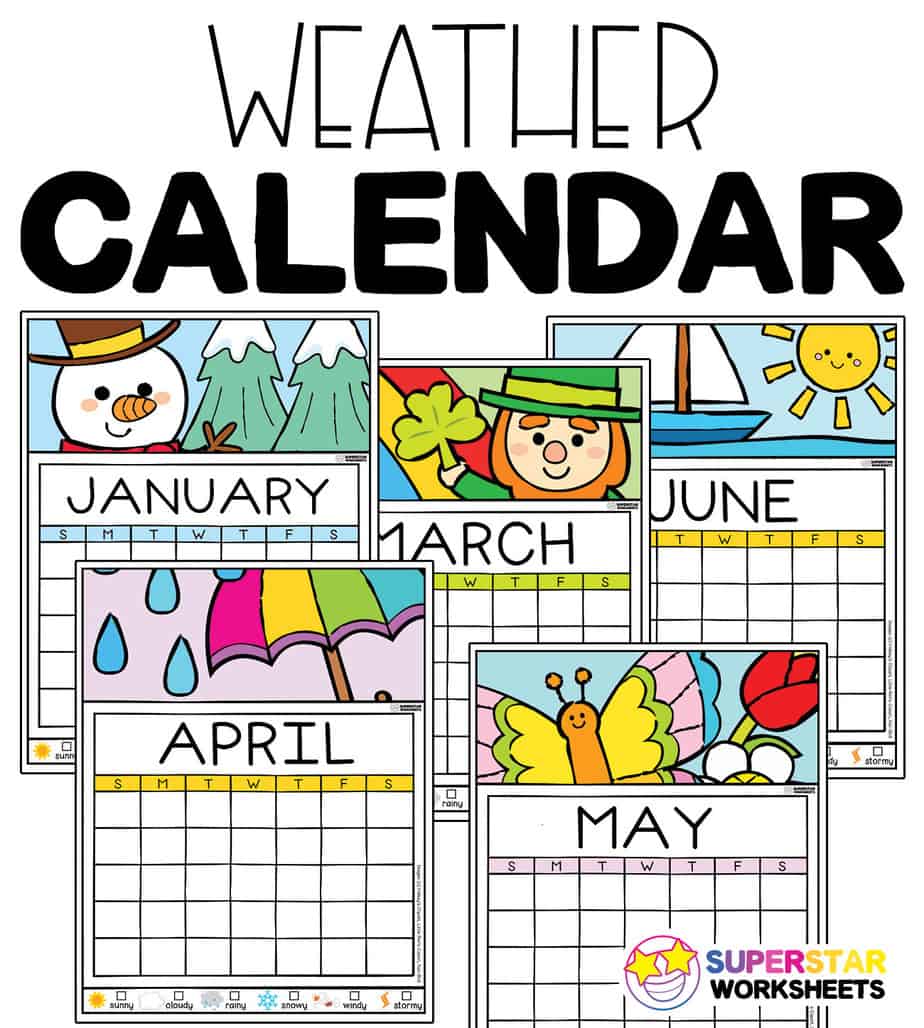 Colorful Weather Calendar Superstar Worksheets