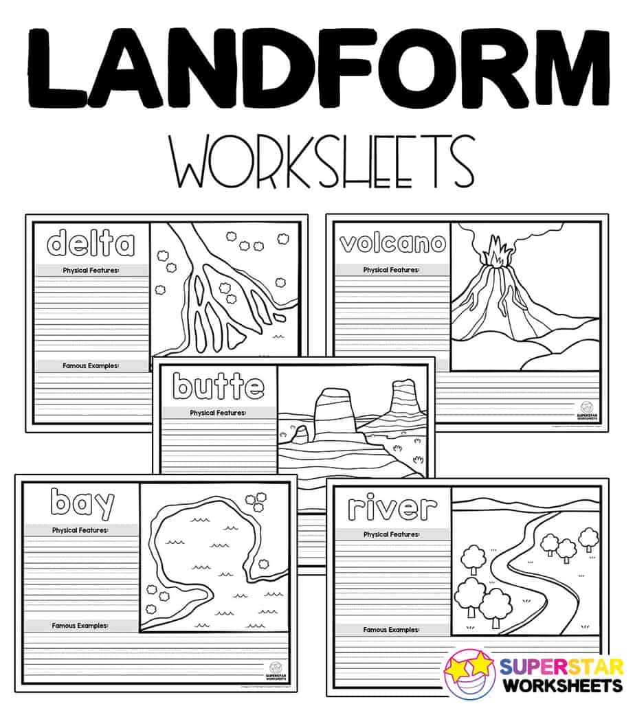 Types Of Landforms Worksheets