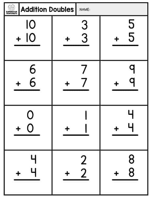 Addition Doubles Worksheets Superstar Worksheets