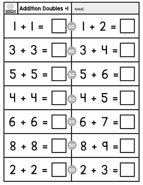 Near Doubles Math Worksheet