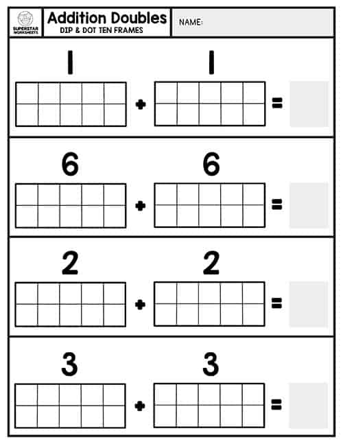 Addition Doubles Worksheets Superstar Worksheets