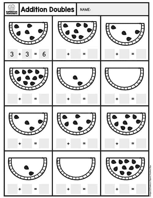 addition doubles worksheets superstar worksheets