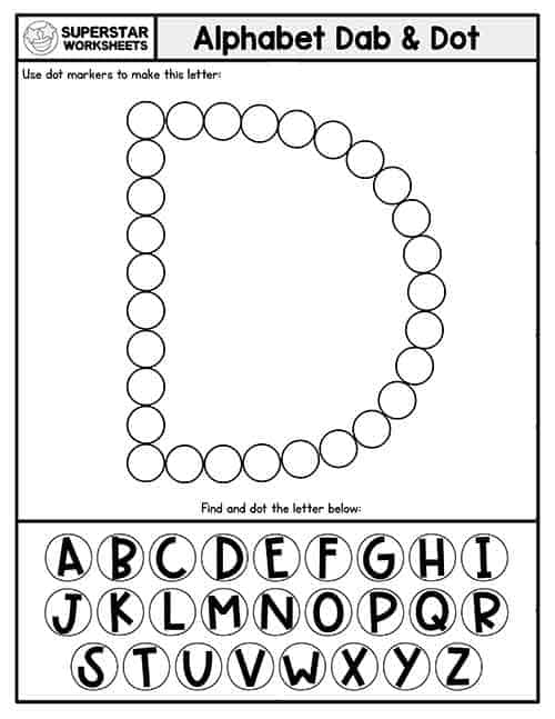 Printable A4 Size Uppercase Letters D Worksheet