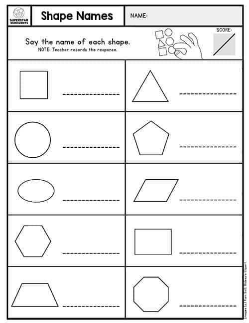 Printable Kindergarten Assessment Shapes