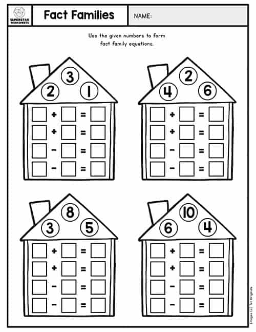 Fact Family Worksheets Superstar Worksheets