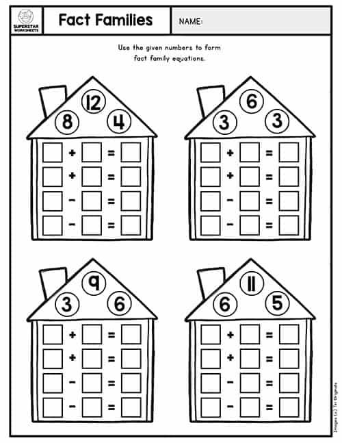 Fact Family Worksheet Math