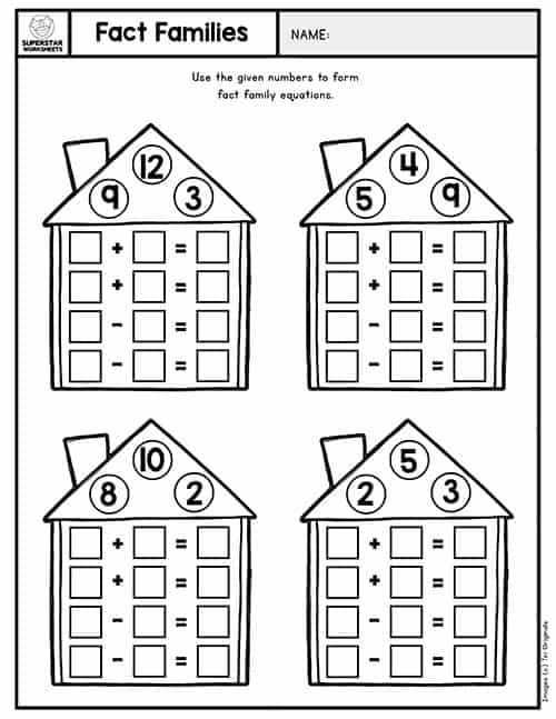 Fact Family Worksheets - Superstar Worksheets