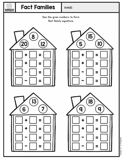 fact family worksheets superstar worksheets