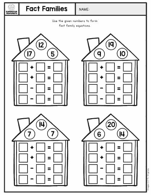 Fact Family Worksheets - Superstar Worksheets