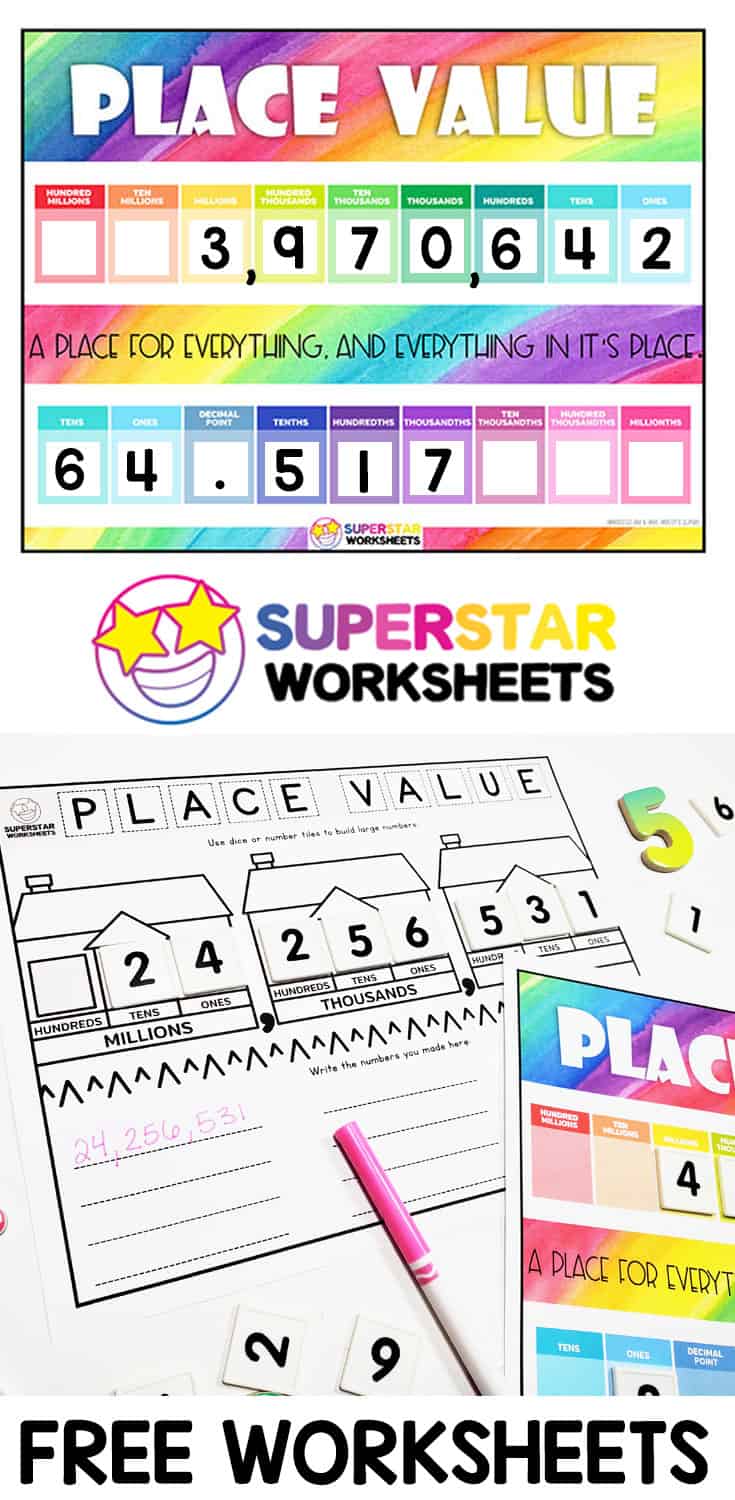 Place Value Chart Superstar Worksheets