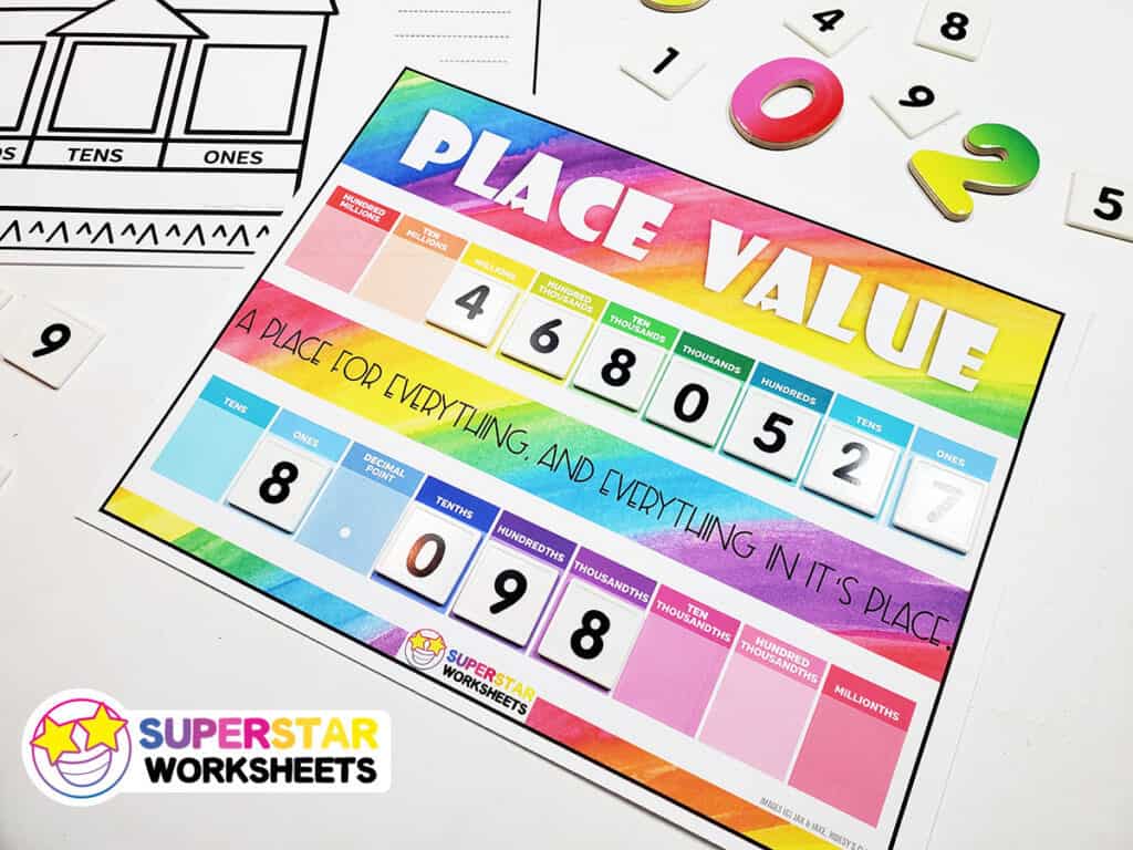 Place Value Chart Superstar Worksheets