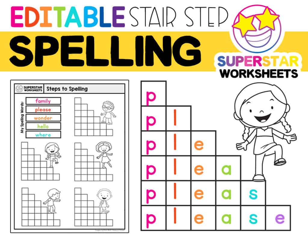 Stair Step Spelling Worksheets - Superstar Worksheets