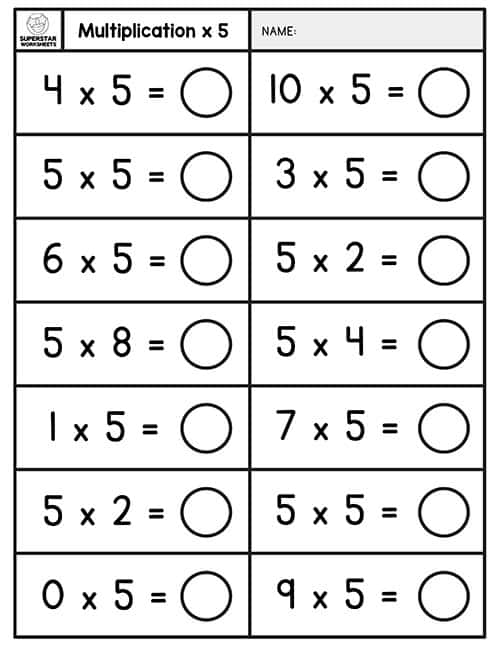 Free Easy Multiplication Worksheets