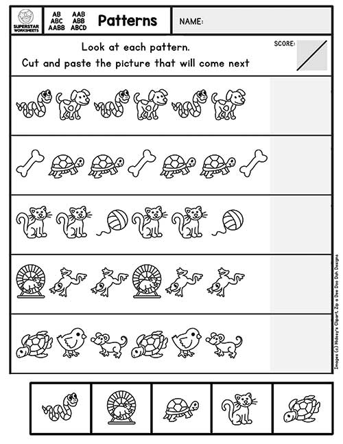 Cut And Paste Pattern Worksheets For Kindergarten Worksheets For 
