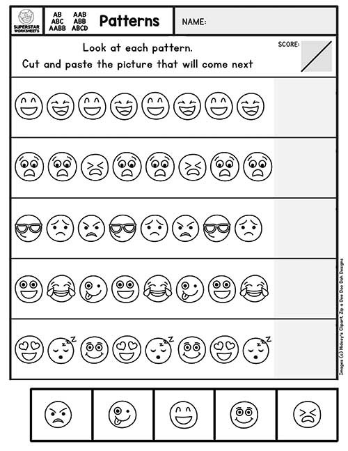 Cut And Paste Pattern Worksheets For Kindergarten Worksheets For