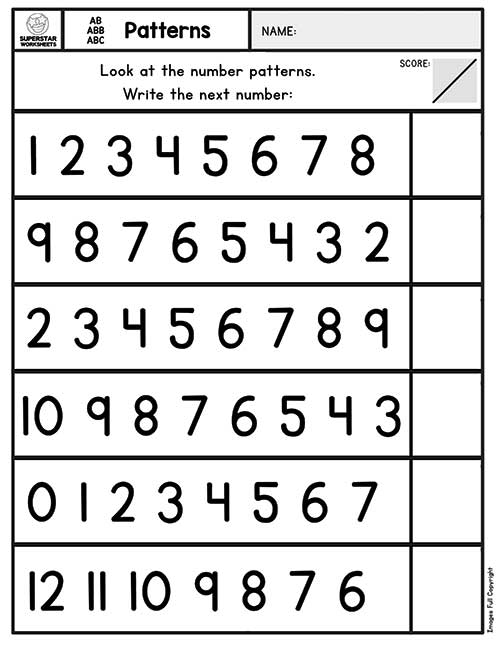 Pattern Worksheets - Superstar Worksheets