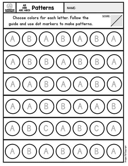 Pattern Worksheet Printable