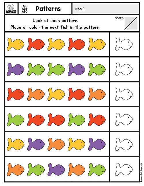 Pattern Worksheets Superstar Worksheets