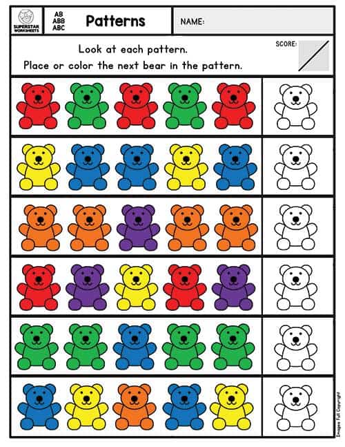 Pattern Worksheets Superstar Worksheets