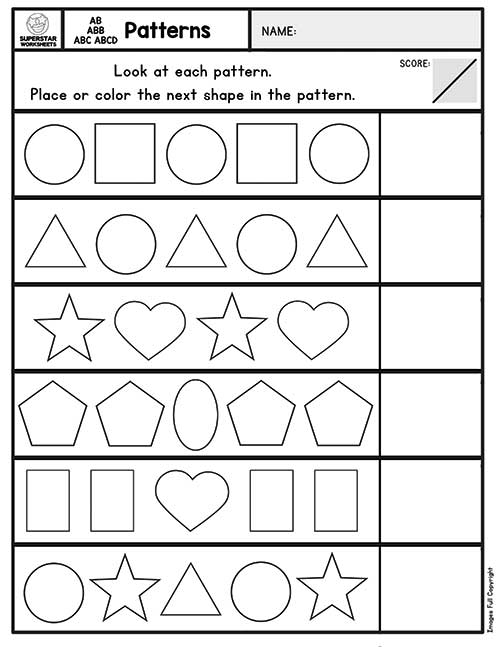 Pattern Worksheets - Superstar Worksheets