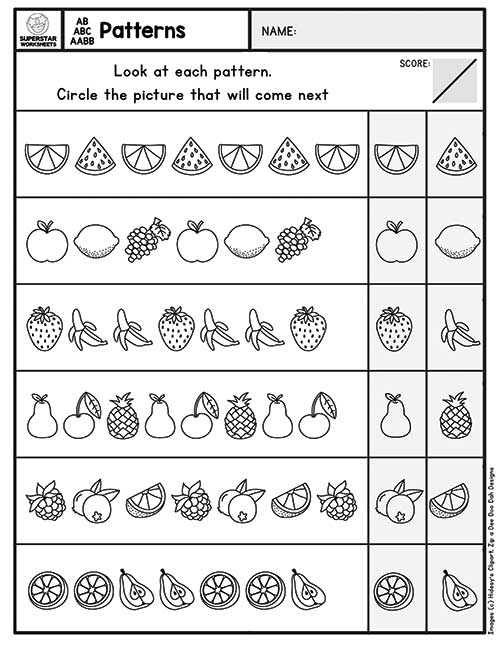 Kindergarten Pattern Worksheets 5318