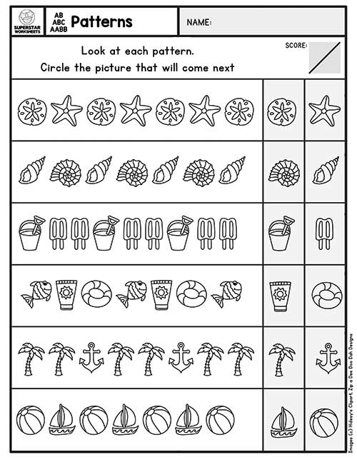 Pattern Worksheets Kindergarten