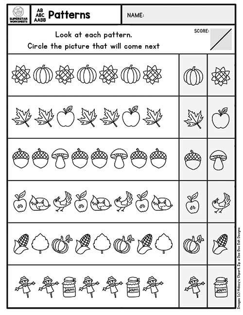 free preschool kindergarten pattern worksheets printable k5 learning