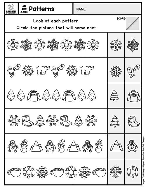 Kindergarten Pattern Worksheets Printables