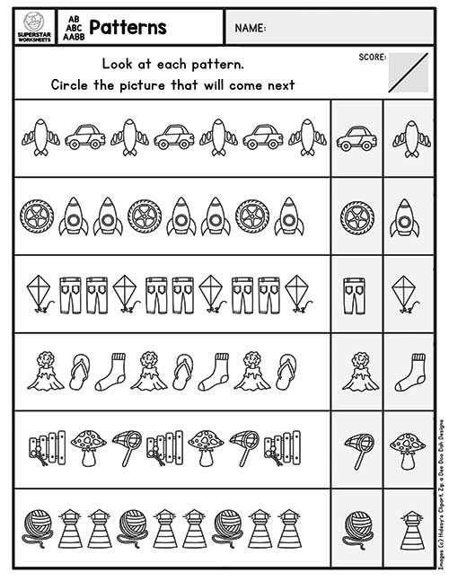 pattern worksheets superstar worksheets